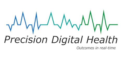 precision digital health logo with "Outcomes in real-time" tagline